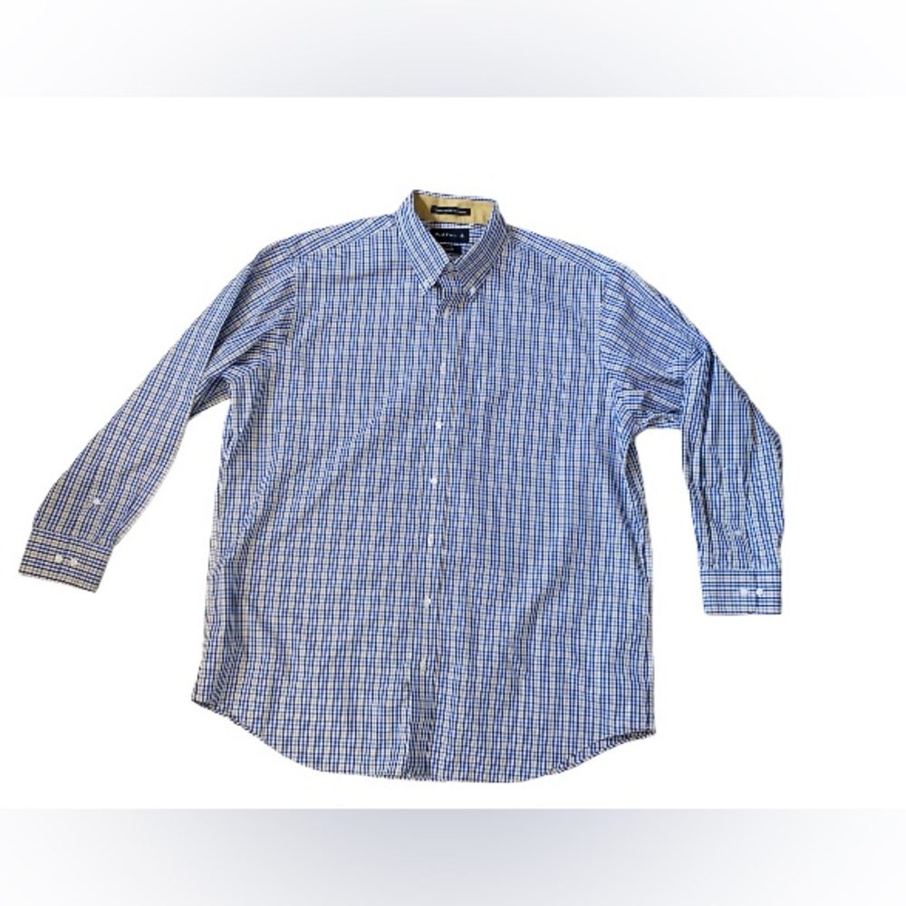 Paul Fredrick non Iron 2 ply cotton men’s check dress shirt size 17 x 33 large - Picture 3 of 10